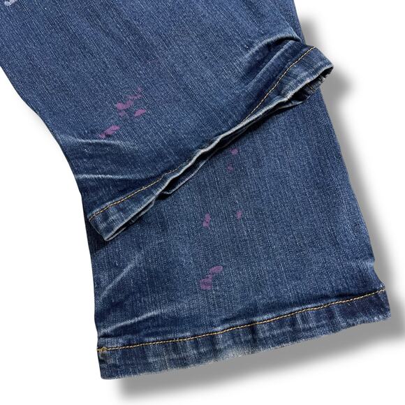 Maurices Womens Denim Blue Jeans Flare Leg Paint Distressed Medium Wash Size 7 8 - Picture 9 of 11